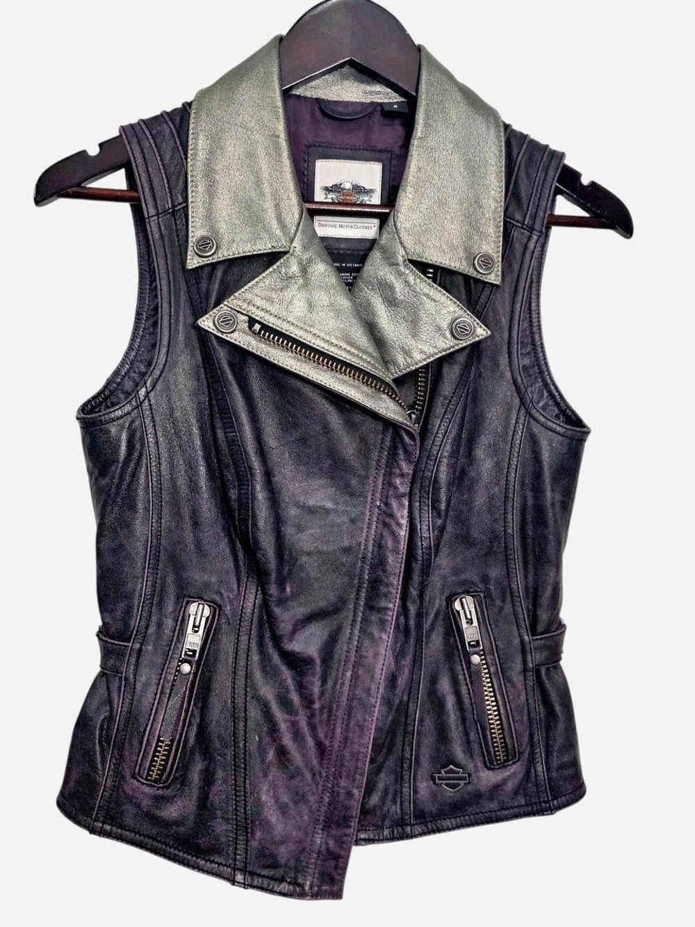 2014 2010s Harley Davidson Genuine MotorClothes Women’s Purple Leather Vest